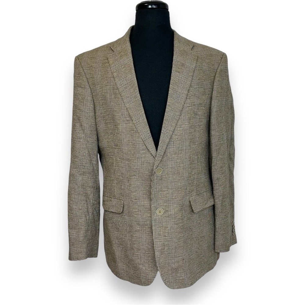 Tommy Hilfiger Men’s Plaid Blazer Jacket Tan R42 - Picture 1 of 10